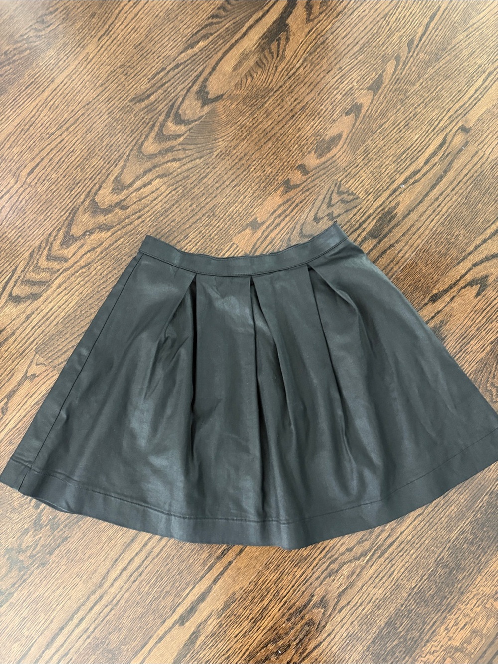 Black Coated Pleated Skater Skirt - Women's
